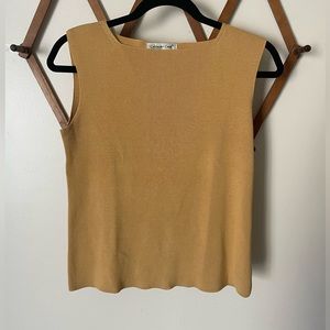 COLDWATER CREEK | Mustard Yellow square neck silk cotton blend tank top | size S